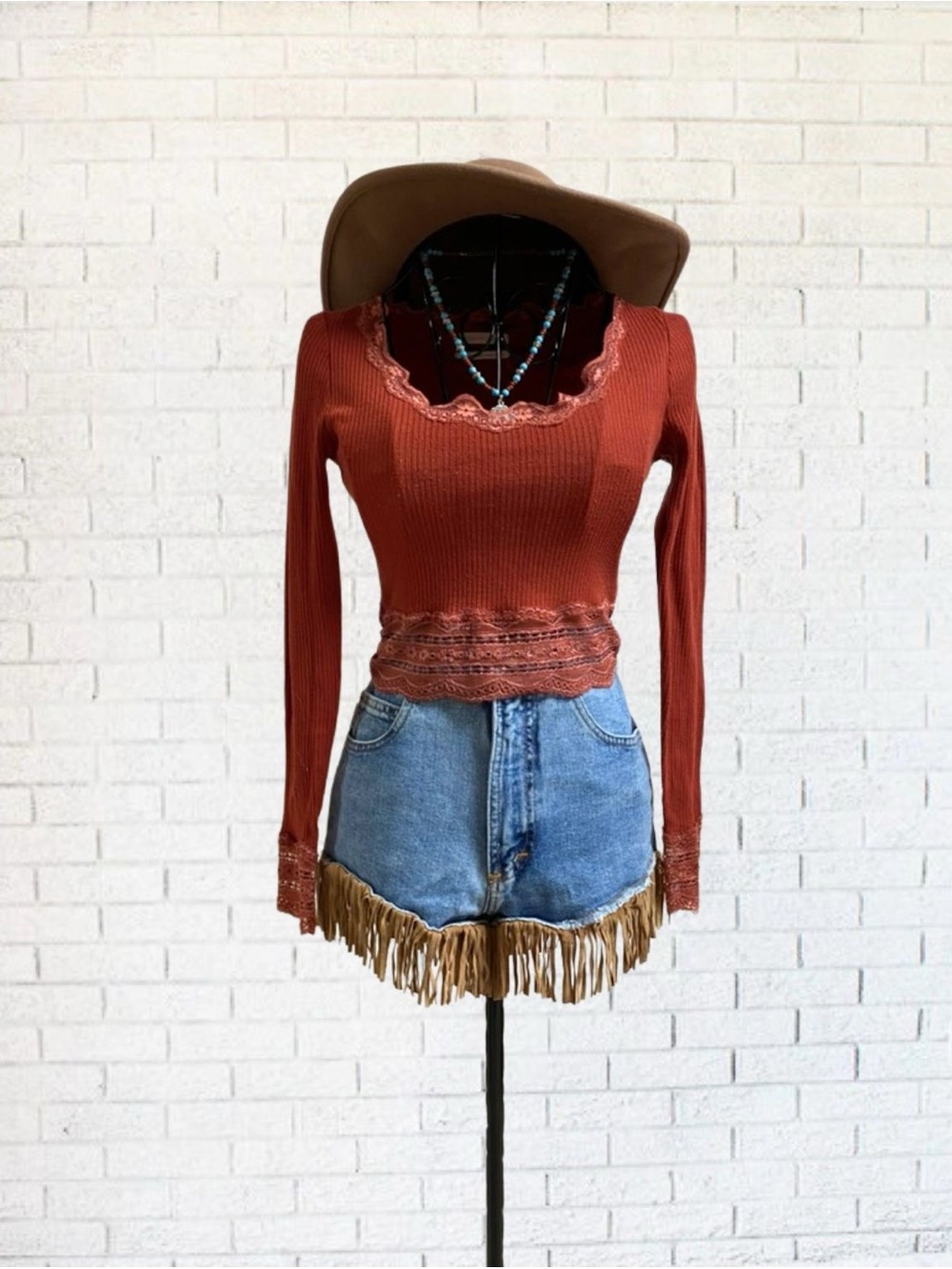 Red Lace Sheer Long Sleeve Hippie Boho Top Shirt Urban Outfitters Small Bohemian